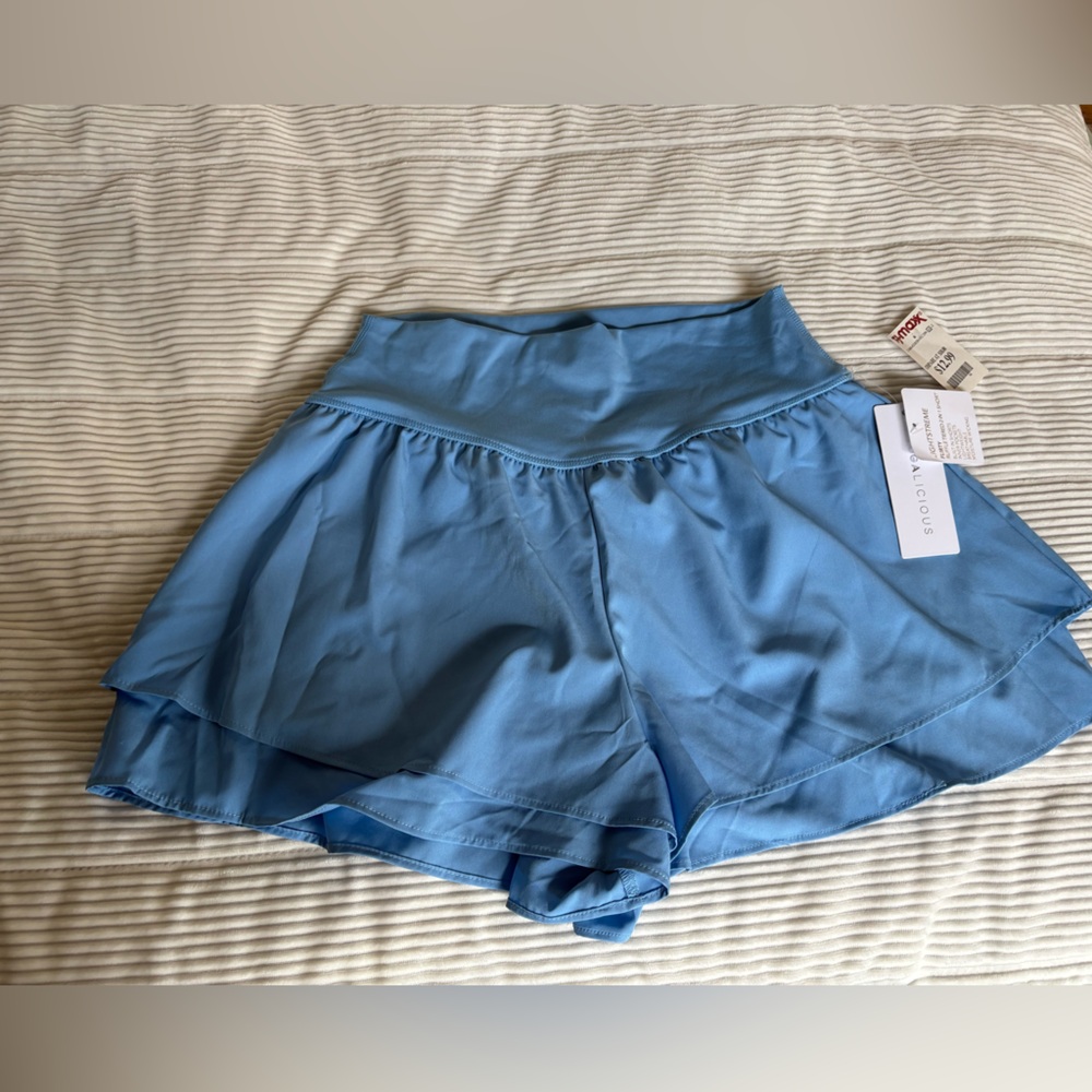 Yogalicious Sky Blue Athletic Shorts with Elastic Waistband